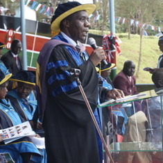 Professor Ojiambo addressing the gathering during University of Kabianga graduation ceremony.