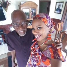 Hanging out with Daddy at his home on my 2019 visit to Nigeria.