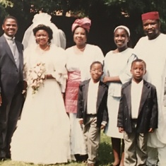 Prof Ezugwu and family at the wedding of Emeka and Obi Oloto, 12/6/1993 at Barrow-in-Furness, UK