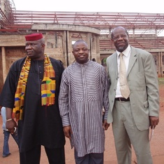 Dr. Leburn (far right) with Prof Emmanuel (far left) in Nigeria.
