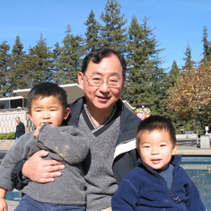 With his 2 grandsons (Lucas and Mitchell).
