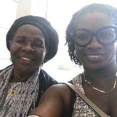 Mary & Folake. 
Airport selfie. 
2017.