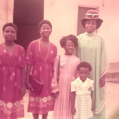 Mary with Folake, baby sister—Kemi, niece—Buki, and in-law—Bose.