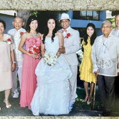 Edna & Evan’s wedding in 2012 with Auntie Cening, Merle, Ador, Paige, Edna, Evan, Regina, Uncle Rick, David and Auntie Meding.
