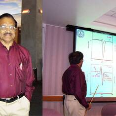Prof. Manoharan, June 23, 2005; Right: in Lecture hall.