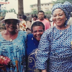 At another award/medal ceremony with her long time friends; from 2L to R, Mrs. Rebecca Ngwashi (white hat), Mrs. Margaret Kwakam and Mrs CT Fomenky.