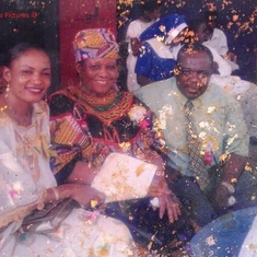 With Mrs. Serophin Ali Baba and the late Chief Njimili Joshua.  Mrs. Rebecca Ngwashi is pictured behind with glasses.  St. Anthony of Padua Bazaar Event.  Circa 2000