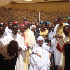 Kumbo Cathedral, with Bishop of Buea, Kumba and close members of Fomenky/Tumi Family as we lay our 117 year old grandmother to rest.  Mams pictured in white.