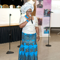 Deaconess Ronke Smith-Adebanjo introducing the MC of the day