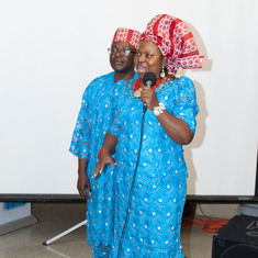 Mrs Adijatu Aliu Kenneth-Unuovurhaye ( daughter and last child of Queen Mama Eniyemamwen Aliu-Otokiti) delivering her tribute for her mother. Standing behind her is her husband- Mr Kenneth Unuovurhaye