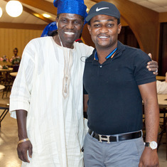 Mr. Amos Afolorunsho and a guest at Queen Mama Eniyemamwen Aliu-Otokiti's Celebration of Life party