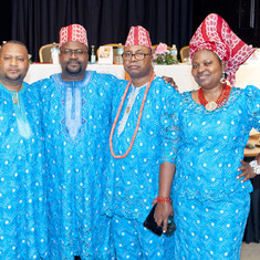 Children of Queen Mama Eniyemamwen Aliu-Otokiti- From R-L: Mr Wilfred Aliu-Otokiti, Dr Stanley Aliu-Otokiti, Mr Adam Aliu-Otokiti and Mrs Adijatu Aliu Kenneth-Unuovurhaye