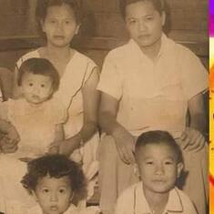 Quer's Mother and siblings: (counter clockwise from upper right)  Quer, Nene 'Mang' Concepcion (mother), Salvacion 'Bee",  Efren, Angelito,  Asuncion 'Beth' and Ben