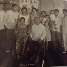 1962. Front, Lola Gumer Papica+&Lolo "Ite" Papica Sr+. Back- Germel+, Roming&Emma+, Nena+, Danit&Edna, Eddie&Quer, Juan Jr+.  Pray for those who have gone before us+.  May they rest in peace