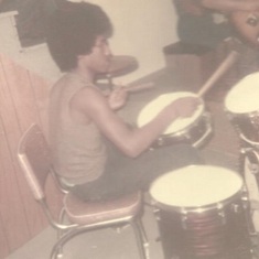 Rabon playing the drums