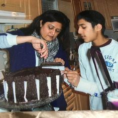 Adam 16th Birthday.  We went to dinner at Red Lobster and Reem bought a cake from Red lobster. We came home to Reem's place and enjoy cake