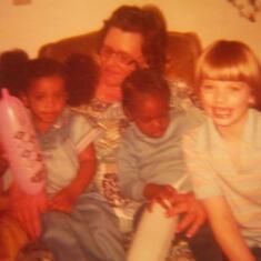 Nan and Lisa with kids that Nan babysat