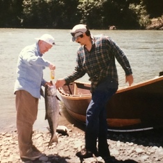 Taking uncle Paddy sighing on the Klamath River. 