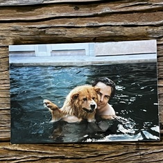 Greta in the pool with Randy the last few days of the Ledge House era. 