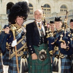 Sean Connery wearing a kilt with the Clan Maclean hunting tartan, his mother was a Maclean