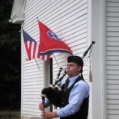 Wyatt Brown playing the bagpipes at the 2015 Rankin Clan Reunion
