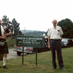 1987 Bob Pennington bagpipper & Roy M. Rankin, Rankin Clan Reunion, Mt. Horeb Church, Dumplin Valley