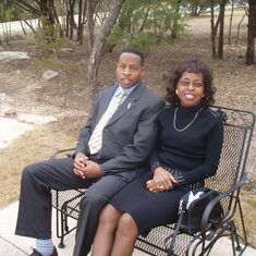Ray Ann & her son Willie Jr. in back yard in Austin  Texas 2005