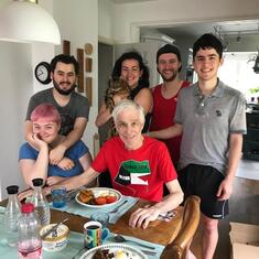 Ray's last Father's Day Celebration with Laura, Leo, Cara, Dash, Lukas and Johnny