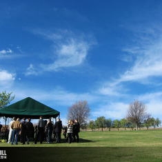 A wide shot of the burial location at Eternal Valley Cemetery.