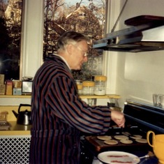 A familiar site: Ray in his kitchen