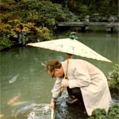 Feeding fish in Kyoto 1967