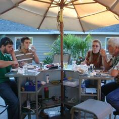 Zach,Cody,Grama Leena and Daddy (Dinner at the Howard's)