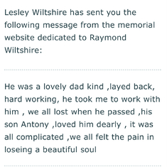 Wrote by Raymond’s youngest daughter Lesley