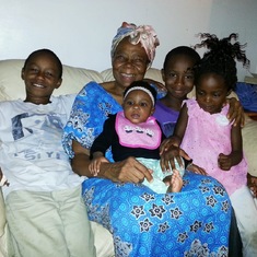 Mama with grandchildren Michael, Joshua and Elizabeth Ofodile and great-grand daughter, Khloe Amara Orido