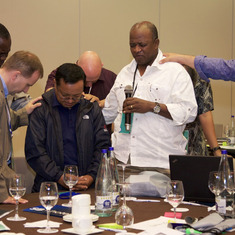 A man of prayer. René praying for Nepal 2015 in Barcelona at Synergy Summit