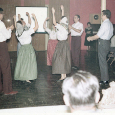 At an Israeli dancing session where Reuven met Erella (he is standing on the right) 