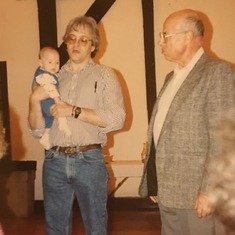 Jim and Jarrid (at 3 months) fresh off the plane from the UK. Two grandpa's (Abe Gold) there to welcome their new grandson.