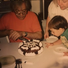 Jim cutting Mom's birthday cake