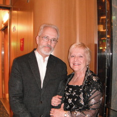 Jim and Shirley going to dinner on the cruise boat.