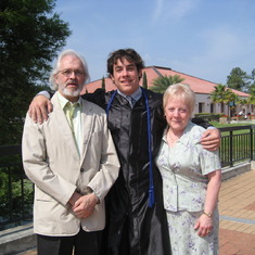 Jim and Shirley with Jarrid at Jarrid's graduation.