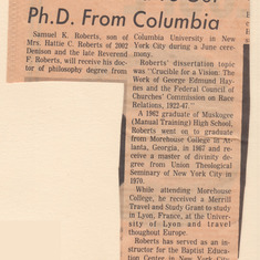 1974 Manual Grad to Get PhD from Columbia