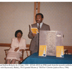 Rev. Dr. Samuel Kelton Roberts, Sr. (1 Sept. 1944 - 24 Feb. 2015) in 1986 reads from his recently published book 
(co-authored with Raymond J. Bakke), The Expanded Mission of ‘Old First’ Churches (Judson Press, 1986)