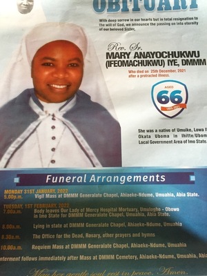 Rev sister Anayochukwu Mary Iye