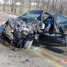 My son's car at the scene of the crash