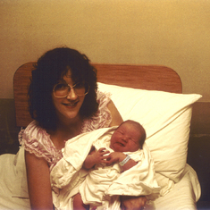 Richard a couple of hours after I gave birth. Richard was born 54 cm long (21 1/4 inches) with a head circumferance of 38 cm (15 inches) ..