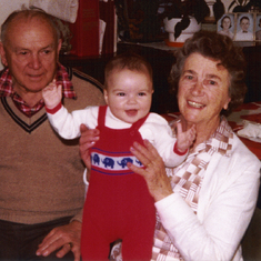 Richard 6 months old, with his great-grandparents Emily and George Manners, (my grandparents Darl & Nung Nung as they were known as by the family).