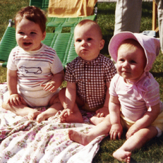 Luke, Melanie and Richard. 5 months old.. The 3 meet whist in hospital, just after they were born. The three families remain close friends. The "kids" loved getting together for nights out