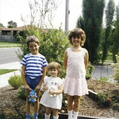 1987 Easter. Richard with sisters Andrea and Vanessa