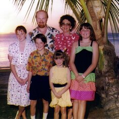 1990.. with sisters Leanne, Andrea and Vanessa and Richard's Mum Christine and Dad Martin.