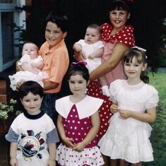1989 Cousins... Richard holding Lisa, Andrea holding Matthew, Luke, Emily and sister Vanessa. 